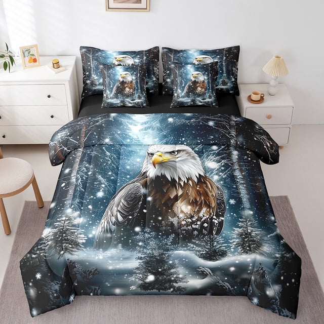 Erosebridal 3D Eagle Bedding Queen Size 7-Piece, Wildlife Animal Bed Set, Reversible, Microfiber