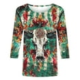 thumbnail image 5 of JTZGDY Western Shirts for Women Plus Size Ethnic Style Tops Plus Size 3/4 Lenght Sleeve Vintage Bleached Crewneck Tunic Tees Loose Oversied Graphic Tshirt Tops Multicolor#10 M, 5 of 6