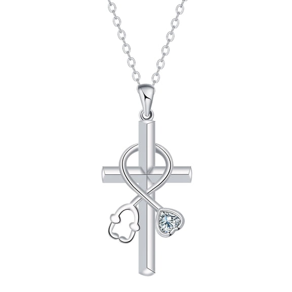 Sterling Silver Stethoscope Cross Necklace for Women Medicine Pendant Jewelry Nurse Doctor Graduation Gift for Medical Student