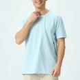 thumbnail image 6 of DPTALR Men's Slim Fit Solid Elastic T-Shirt Round Neck Short Sleeve Breathable Casual Fitness Style,Light Blue, XXXL, 6 of 9