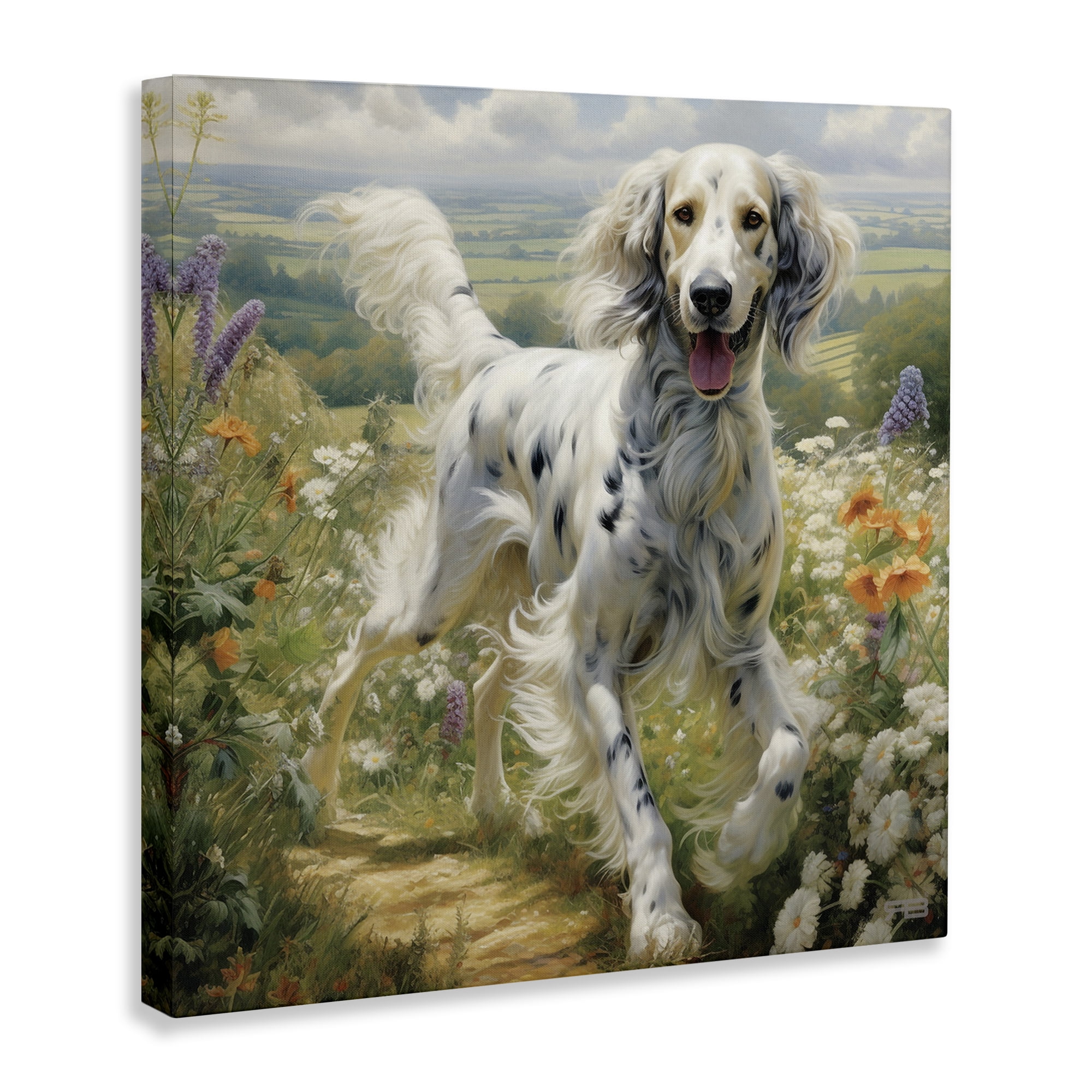 Stupell Industries Trotting Dog Landscape Animals & Insects Painting Gallery Wrapped Canvas Art Print Wall Art, 24 x 24