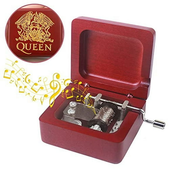 Sinzyo Wooden Music Box,Hand Crank Classic Antique Carved Wood Musical Boxes Best Gift for Birthday for Kids Children Christma (Red Wine Box (Queen-Bohemian Rhapsody))