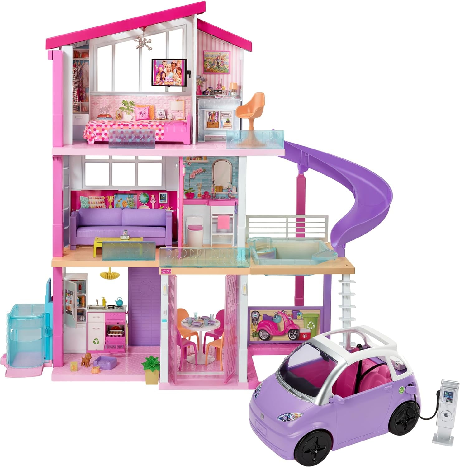 DreamHouse Doll House Playset with 70 Accessories Including Transforming Furniture Elevator Slide Lights Sounds Walmart