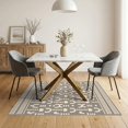 thumbnail image 3 of ODIKA 5'x7' Brown Ivory Natural Geometric Arch Pattern Washable Area Rug Contemporary Abstract Motif with Structured Grid for Dining Room, Under Table, Home Office, Non-Slip Chair-Friendly, 3 of 7