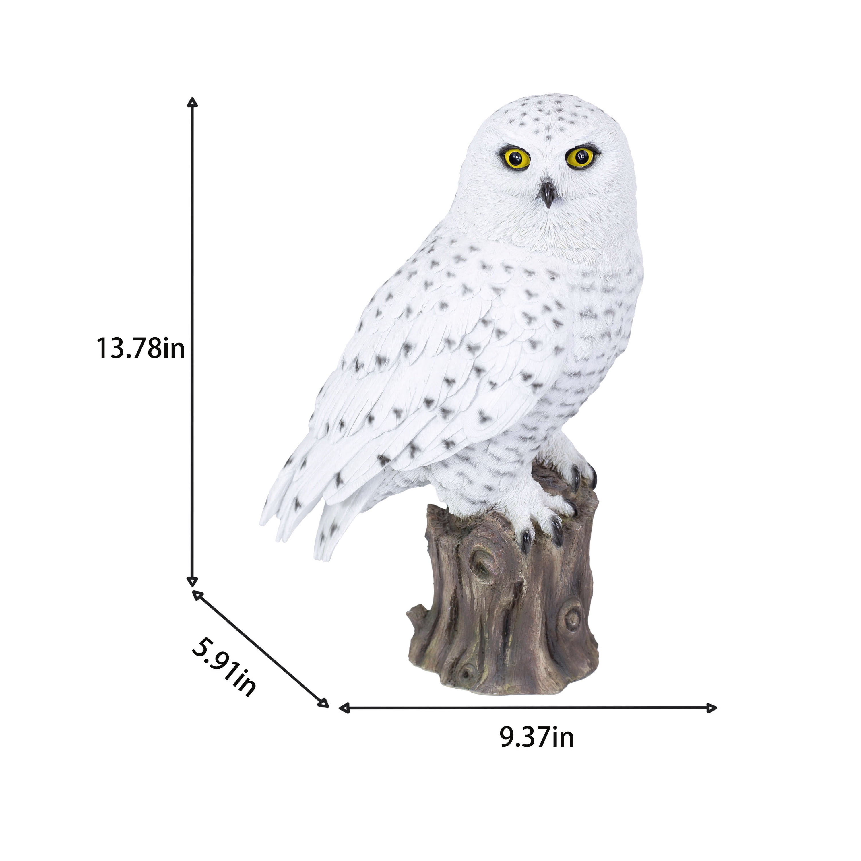 SOREAL White Snowy Owl on branch | Handcrafted Decorative Bird Statue for Home & Garden | Premium Polyresin, Weather-Resistant Indoor/Outdoor Decor