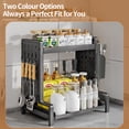 thumbnail image 6 of Spice Rack 2 Tier Metal Standing Kitchen Seasoning Storage Shelf with Hanging Basket Pull Out Countertop Organizer for Counter, Cabinet, Pantry, Bathroom, Bedroom (Black), 6 of 15