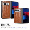 thumbnail image 3 of SaniMore for Google Pixel Fold 7.6" 2023 Case, Crocodile Texture PU Leather ull Protection with Tempered Glass Screen Protector Wear-resistant Vintage Folding Shell Shockproof Drop-resistant, Brown, 3 of 8