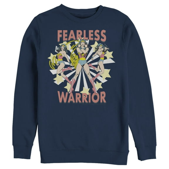 Men's Justice League Fearless Warrior Sweatshirt Navy Blue Large
