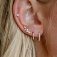 thumbnail image 2 of 4pcs Small Hoop Earrings for Women, 14k White Gold Plated Small Stackable Earrings Set for Multiple Piercing, Dainty Cartilage Huggie Studs Sets Earring for Women, 2 of 7