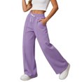 thumbnail image 4 of Sewkxo Womens Wide Leg Sweatpants High Waisted Baggy Pants Fashion Drawstring Athletic Joggers,Purple L, 4 of 7