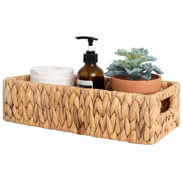 StorageWorks Water Hyacinth Basket for Toilet Paper, Wicker Baskets for Storage with Built-in Handles, 14 "L x 6 "W x 3 "H