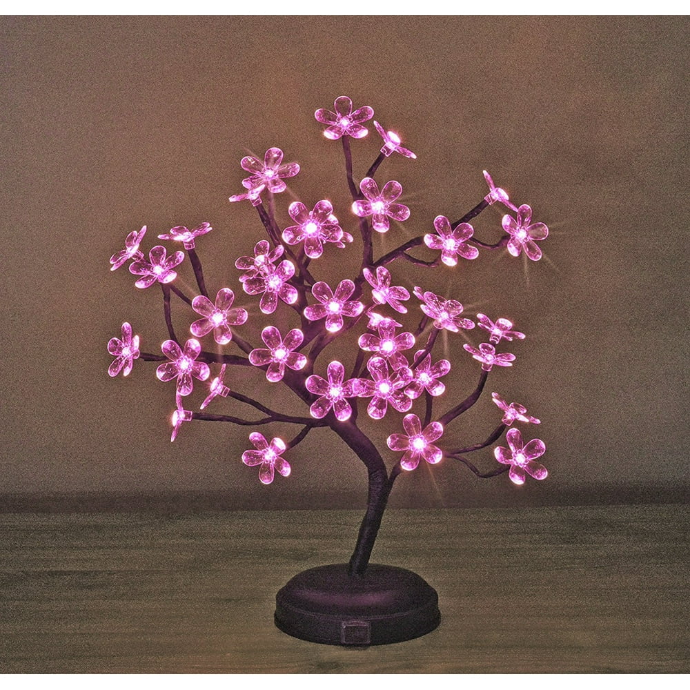 Lightshare 18inch Crystal Flower LED Bonsai Tree, Pink Light Walmart