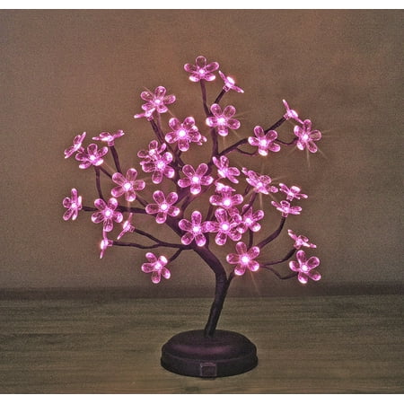 Crystal Flower Bath Light - Lightshare 18-inch Crystal Flower LED Bonsai Tree, Pink Light