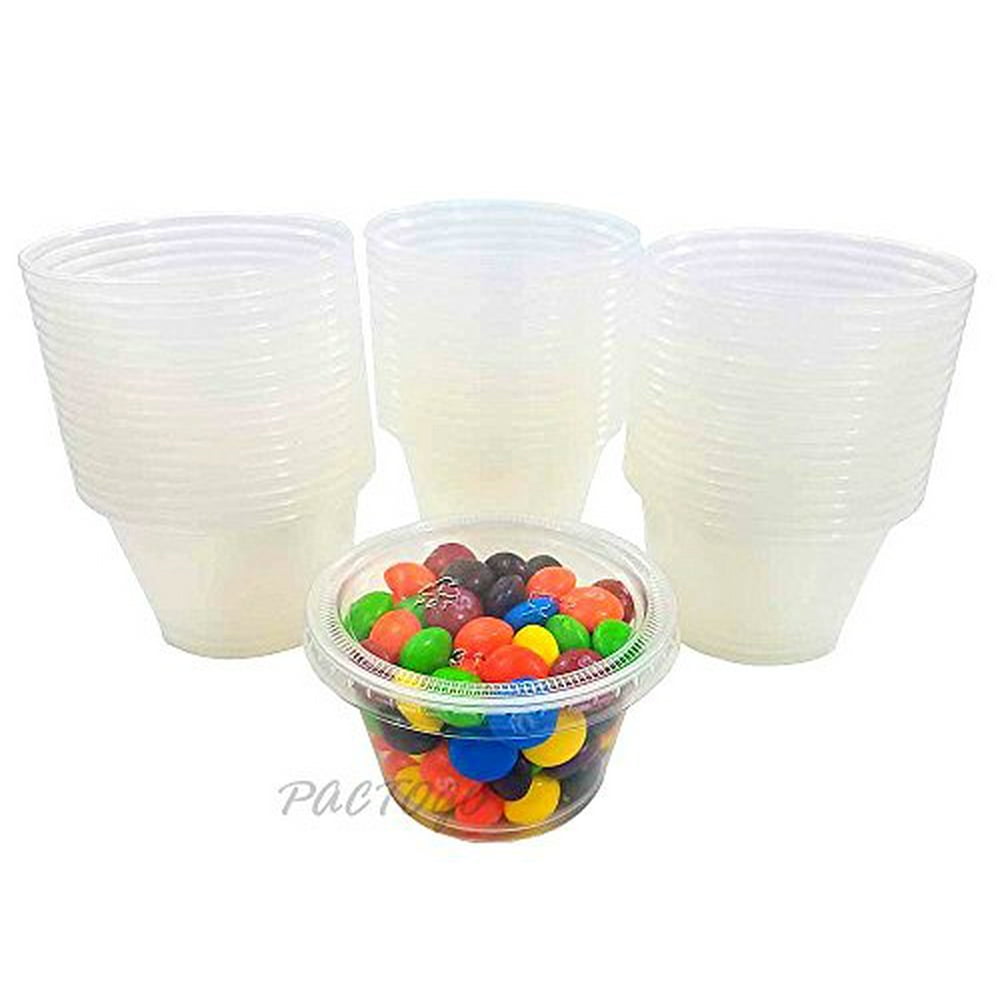 Empress 4 oz. Clear Plastic Disposable Portion Souffle Container Food Cups with Lids (Pack of