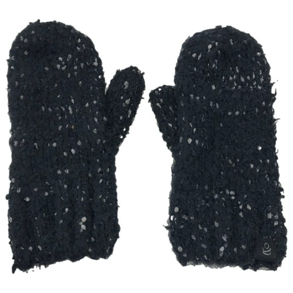 Cuddl Duds Womens Fuzzy Black Speckled Mittens