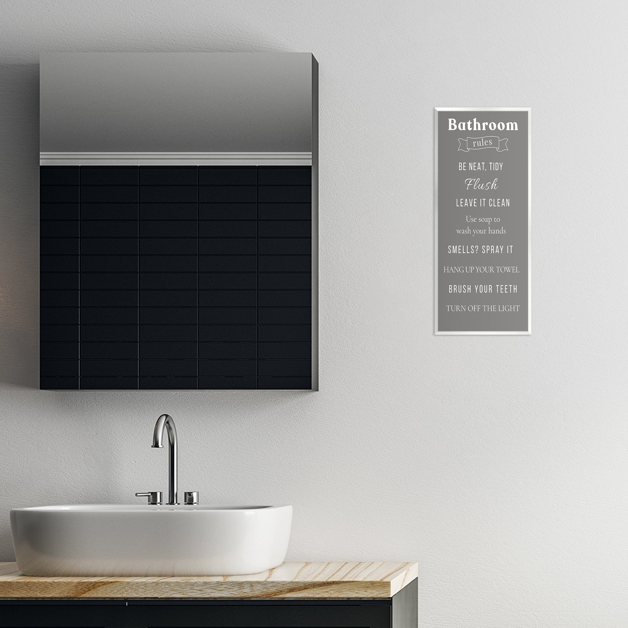 Stupell Industries Bathroom Rules Reminders Wall Plaque Art, design by Julia Frost