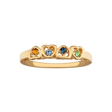 Family Jewelry Personalized Planet Mother's "I Love You" Birthstone Hearts Ring ,Women's