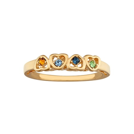 Personalized Mother's "I Love You" Birthstone Hearts Ring