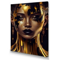Designart Sensual Liquid Gold Woman V Canvas Wall Art