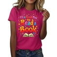 thumbnail image 2 of Tittly T Shirts for Women Graphic Tees World Book Day 2025 Costume It's A Good Day To Read A Book T Shirt Tshirts Shirts Tops for Women Trendy Hot Pink S, 2 of 5