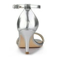 thumbnail image 3 of BLISSFUL STEP Women's Solid Color Open Toe Rhines Ankle Strap Stiletto Sandals Silver 8, 3 of 9