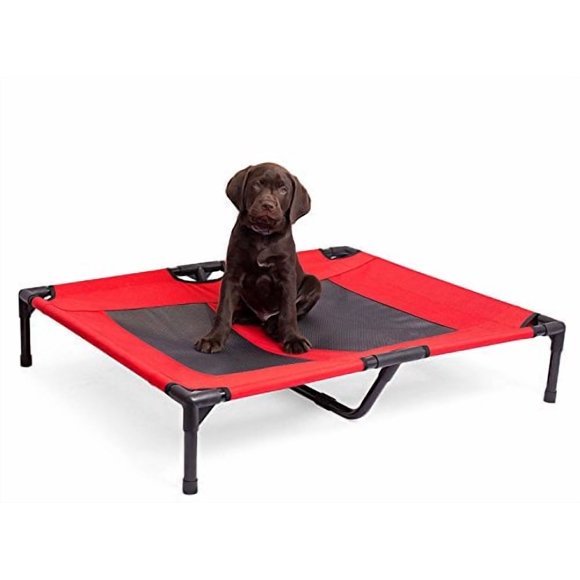 Internet's Best Dog Cot | 30 x 24.5 | Elevated Dog Bed | Cool Breathable Mesh | Indoor or Outdoor Use | Medium | Red