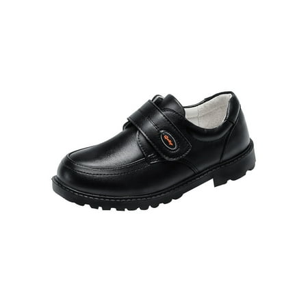 

Avamo Children Flats Faux Leather Dress Shoes Comfort Loafers Boy Loafer Kids Round Toe Uniform Casual Shoe Magic Sticker Black 6.5