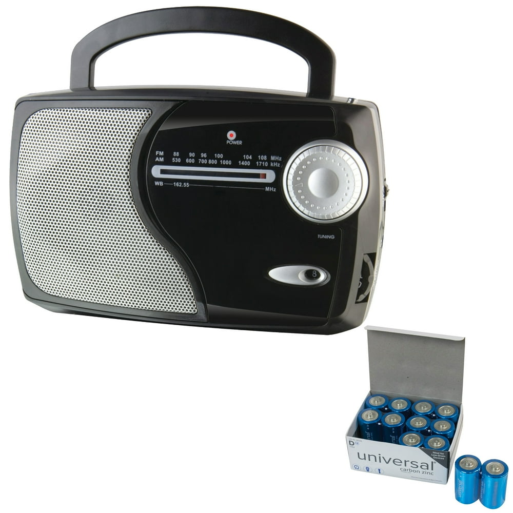 WeatherX WR282B AM/FM Weather Radio & UPG C 12 PK