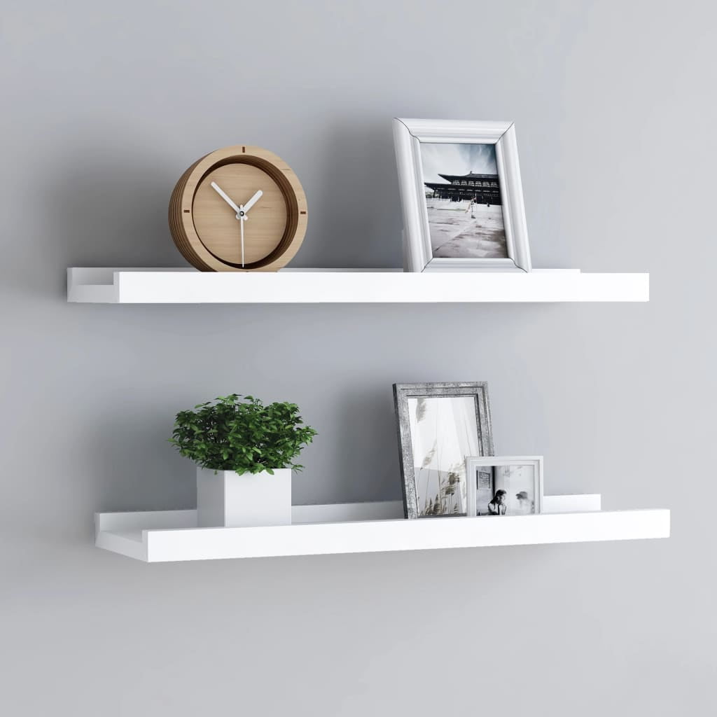 vidaXL Frame Ledge Shelf Set of 2 White MDF 31.5 in long Wall mounting