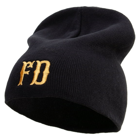 Fire Department Badge Big Size Superior Cotton Short Knit Beanie - Black XL-3XL