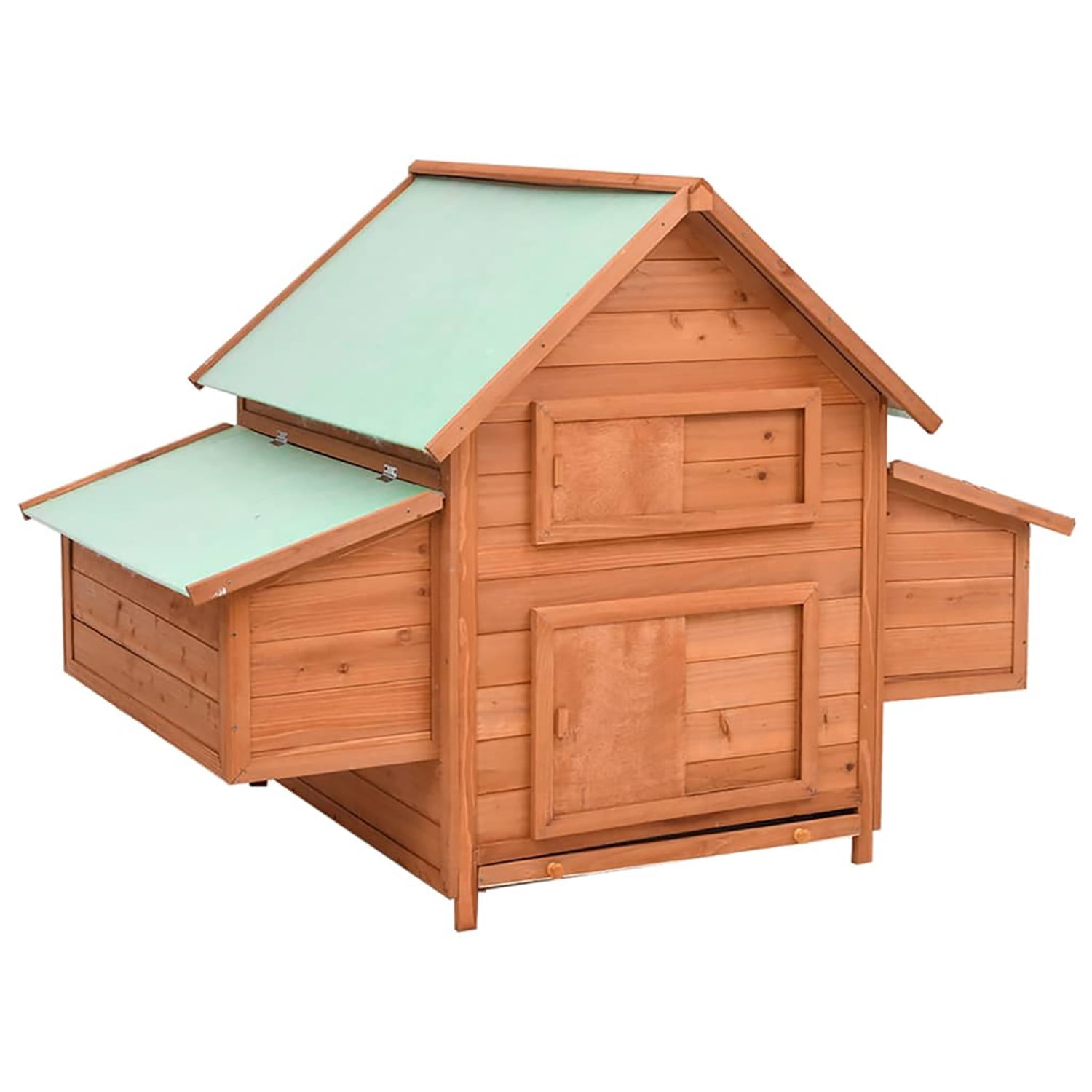 Pefilos 59.8" Wooden Rabbit Hutch Outdoor for Water-Resistant Roofs, Rabbit Cages for Indoor, Large Hen House with Nest Boxes, Orange Pefilos 59.8" Wooden Rabbit Hutch Outdoor for Water-Resistant Roofs, Rabbit Cages for Indoor, Large Hen House with Nest Boxes, Orange