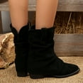 thumbnail image 6 of UngA Women Boots Stylish Comfortable Buckle Decor Suede Low Heel Zip Up Snow Boots for Warmth and Fashion Tall Design Shoes for Winter Outdoor Footwear Boots for Women Mid Calf Black,Size 8.5, 6 of 7