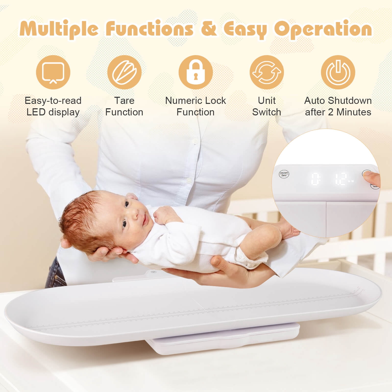 Costway Smart Baby Scale with Detachable Tray for Body Weight & Height Measurement