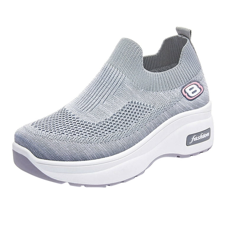 nsendm Women's Walking Shoes Comfortable Sneakers Lightweight Running Shoes  Ladies Women's Wide Width Slip On Sneakers Grey 39