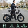 thumbnail image 3 of Jasion X-Hunter Electric Bike for Adults with Rear Basket, 750W Motor Electric Bicycle with 48V 13AH Removable Battery, 20" x4.0 Fat Tire Folding Ebike, Full Suspension, 7-Speed Bicycles, Black, 3 of 10