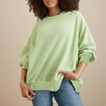 thumbnail image 2 of Patlollav Womens Round Neck Loose Soild Long Sleeve Sweatshirts, 2 of 6