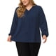thumbnail image 1 of Blusas de talgrande pamujer Blusas de trabajo de manlarde gacon volantes Azul oscuro XL, 1 of 5