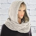 thumbnail image 3 of Women Hooded Scarf Thick Warm Soft Fashion Solid Color Woolen Hooded Scarf for Winter, 3 of 5