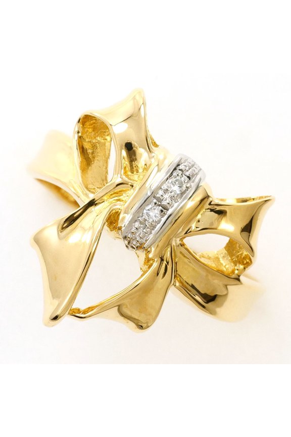 Pre-Owned PT900 Platinum 18K Yellow Gold Ring with Green Diamond (No Carat Markings), Total...