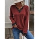 thumbnail image 2 of Suéter de mujer transpirable para otoño-invierno, para oficina y citas, jersey de punto rojo de manga larga con cuello en V XL, 2 of 8