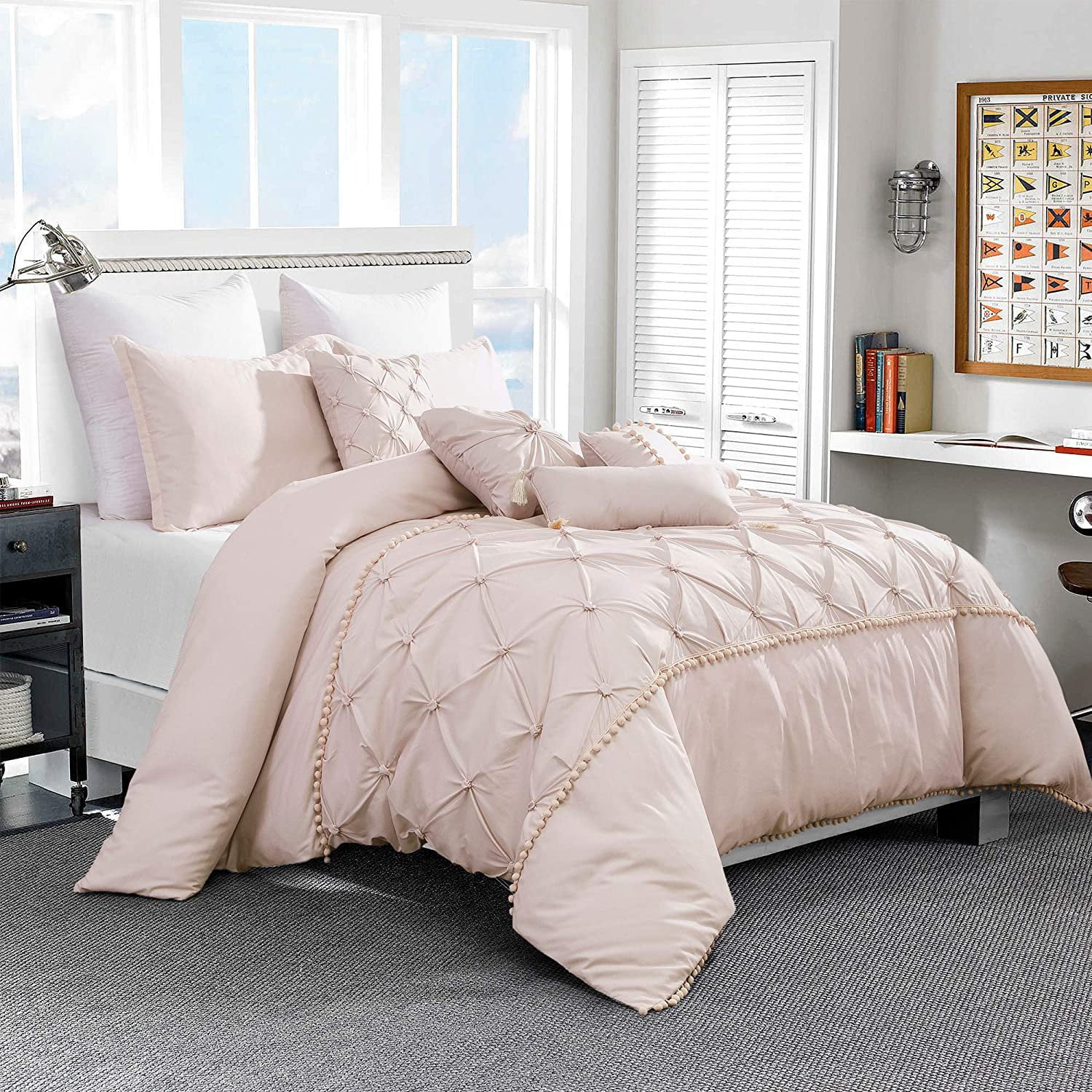Pink Camo Full Size Bed Set ~ Comforter Shams Pinch Pleat Cushions ...