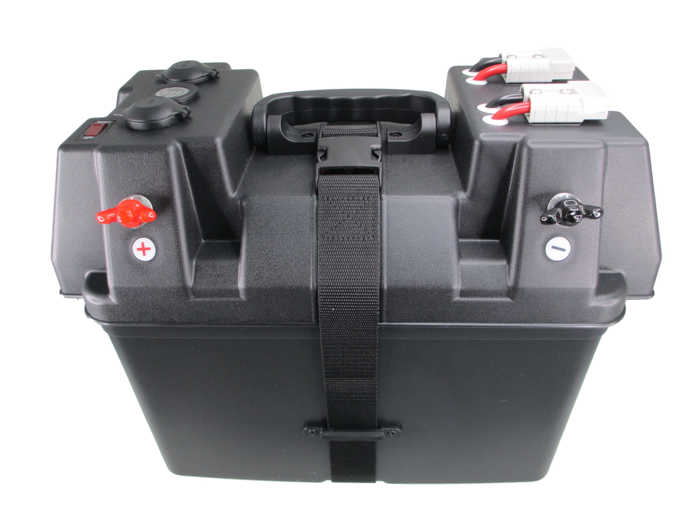 Pactrade Marine Battery Box Dual USB Power Voltmeter Sockets Anderson Connector