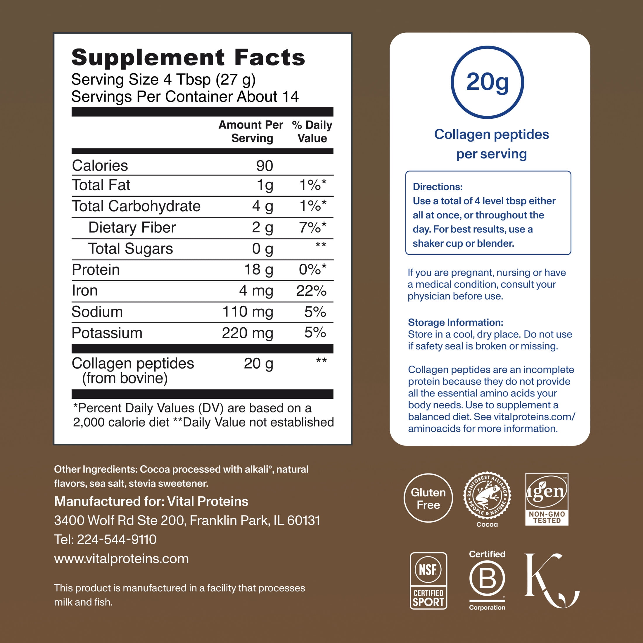 Vital Proteins Chocolate Collagen Peptide, 13.5 oz