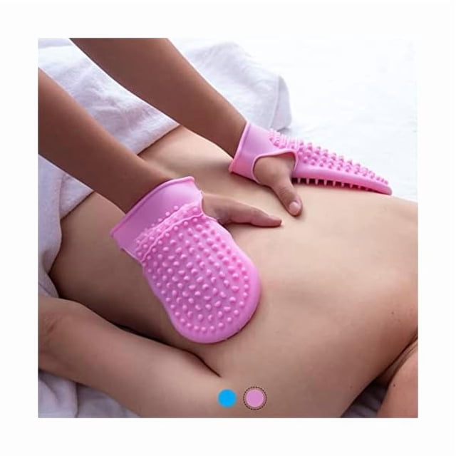 wonima11 Professional Massage Mitts, Silicone Body Exfoliating Gloves, Two-sided Gentle Skin Care Tool, Anti Cellulite Lymphatic Drainage, Back Scrubber (pink)