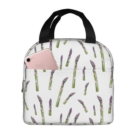 Insulated Lunch Bag for Women Men - Asparagus Print purple Leakproof Cooler Lunch Box for Women Men  Lunch Tote Bags for Work School Picnic Travel