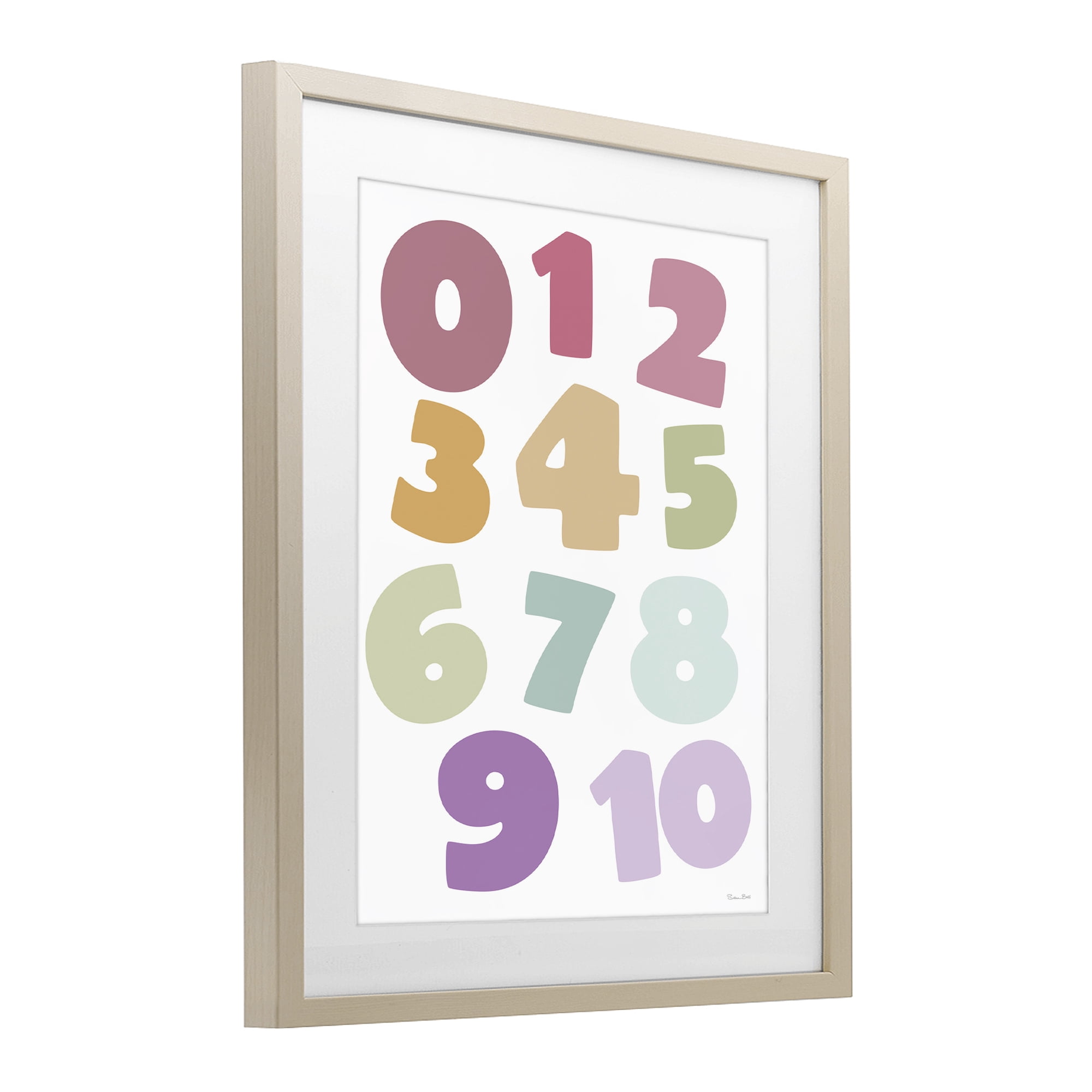 Stupell Industries Muted Counting Numbers Birch Framed Print Under Glass, design by Susan Ball