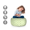 thumbnail image 2 of Geometric Storage Toy Bag Chair, Pastel Monochrome Traditional Style Quatrefoil Shapes in Continuous Pattern, Stuffed Animal Organizer Washable Bag, Large Size, Pastel Green, by Ambesonne, 2 of 3