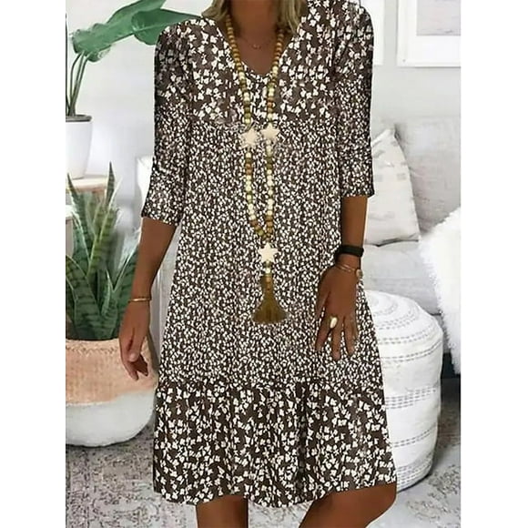 2024 Trendy Large Size Women‘s Dress Summer Print Short Sleeve Loose Casual Dresses Female Elegant Fashion Beach Ladies Clothes