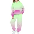 thumbnail image 2 of Girls Boys Hoodie and Sweatpants Gradient Fleece Sweatsuit 2 Piece Jogger Set Tracksuit Fall Winter Outfits New 2PCS Clothes Set Outfits for Kids Green 14-15 Years, 2 of 6