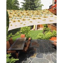 Sun Shade Sail 6.5x10Ft Vintage Flowers Yellow Daisy Burlap Uv Block Sunshade Canopy Outdoor Shade Cover Rectangle Shade Cloth For Patio Garden Yard Deck Pergola